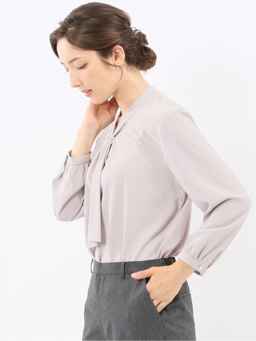 ボウタイ 長袖プルオーバーブラウス