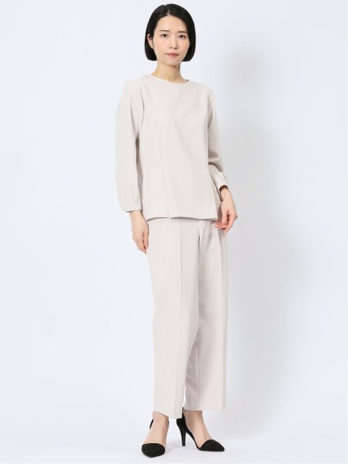 ❁ZU_NA210❁ 新品　ペプラムブラウスセットアップ　M ライトグレー ❁ZU_NA210❁ 新品 ペプラムブラウスセットアップ M ライトグレー