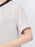 バンドカラーパイピング 半袖比翼ブラウス