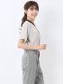 バンドカラーパイピング 半袖比翼ブラウス