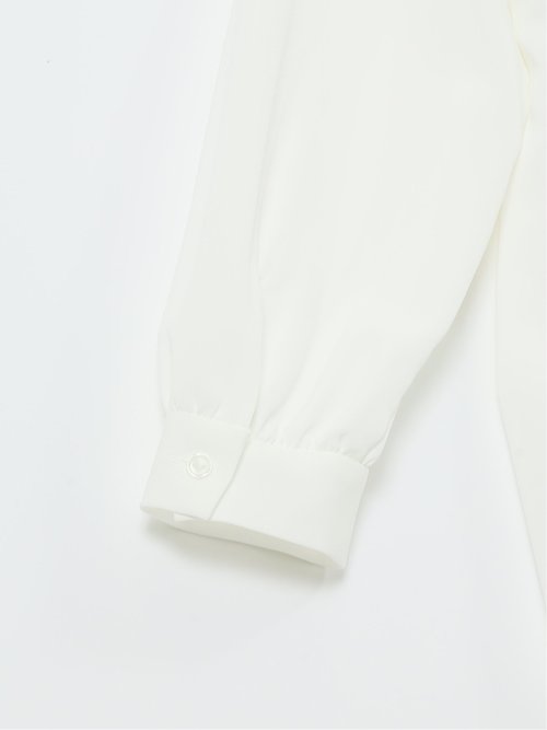 ストレッチ 配色ボウタイ 長袖ブラウス