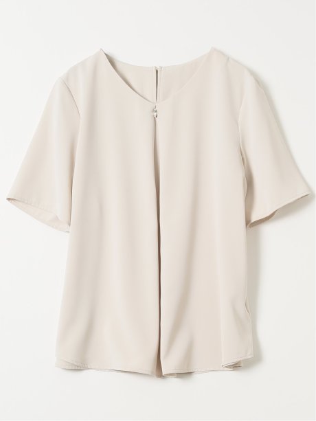 接触冷感 速乾 UV ストレッチ Vネック 半袖 プルオーバー ブラウス