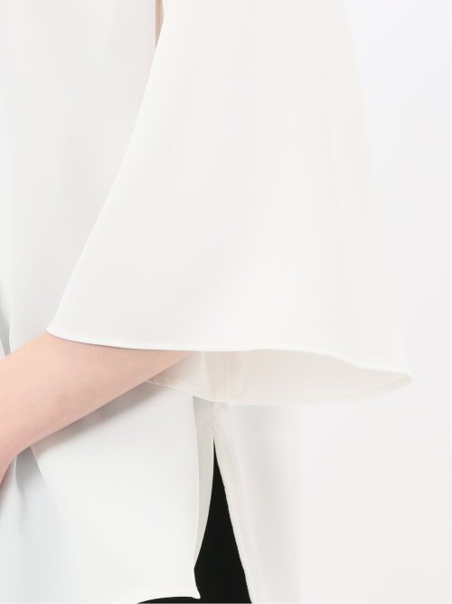 ピンタック 7分袖プルオーバーブラウス