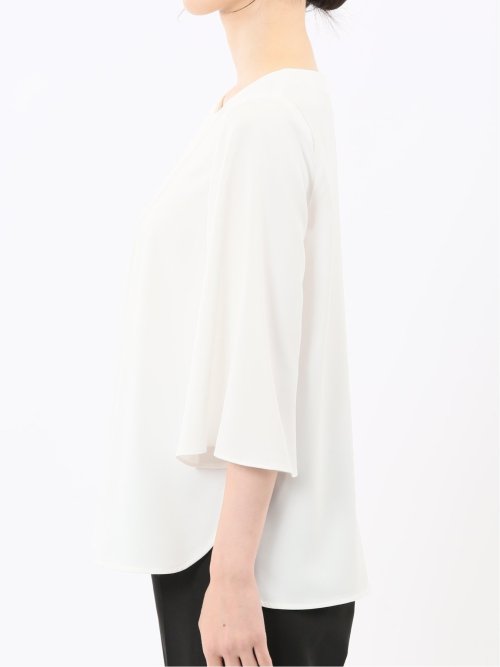 ピンタック 7分袖プルオーバーブラウス