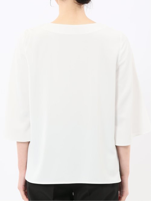 ピンタック 7分袖プルオーバーブラウス