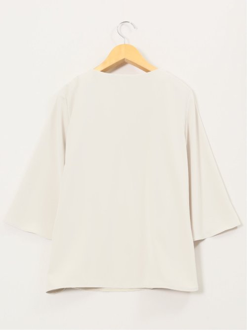 ピンタック 7分袖プルオーバーブラウス