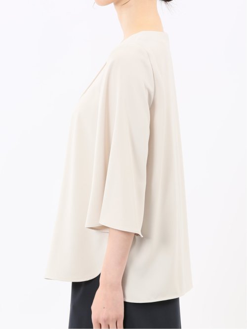 ピンタック 7分袖プルオーバーブラウス