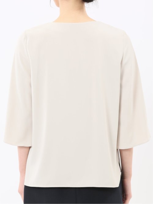 ピンタック 7分袖プルオーバーブラウス