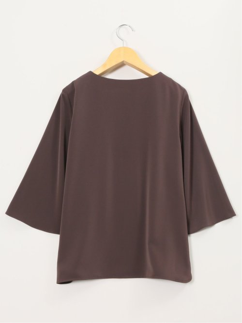 ピンタック 7分袖プルオーバーブラウス