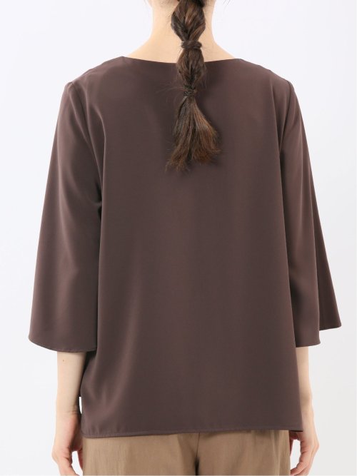 ピンタック 7分袖プルオーバーブラウス