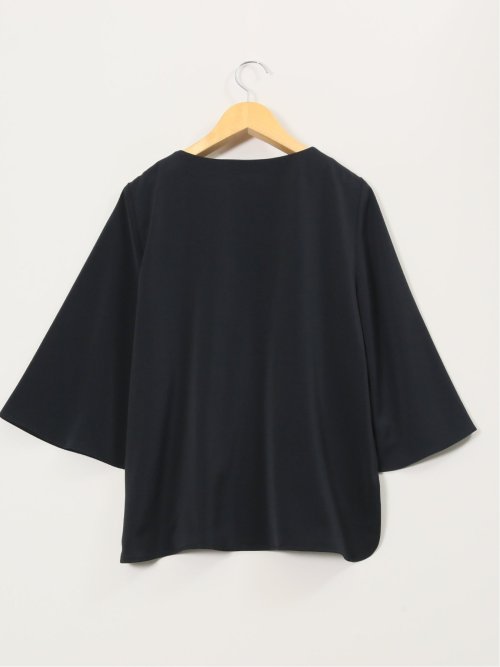 ピンタック 7分袖プルオーバーブラウス