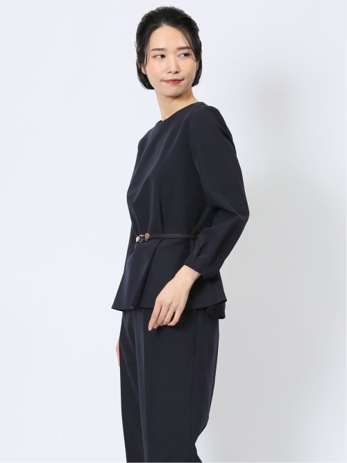 ダブルクロス ペプラム プルオーバーブラウス 紺(セットアップ可能)