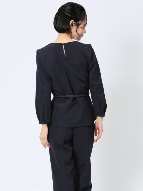 ダブルクロス ペプラム プルオーバーブラウス 紺(セットアップ可能)