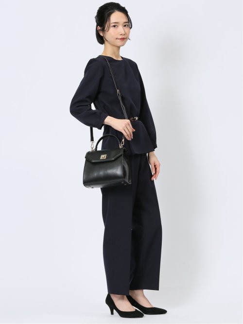 ダブルクロス ペプラム プルオーバーブラウス 紺(セットアップ可能)