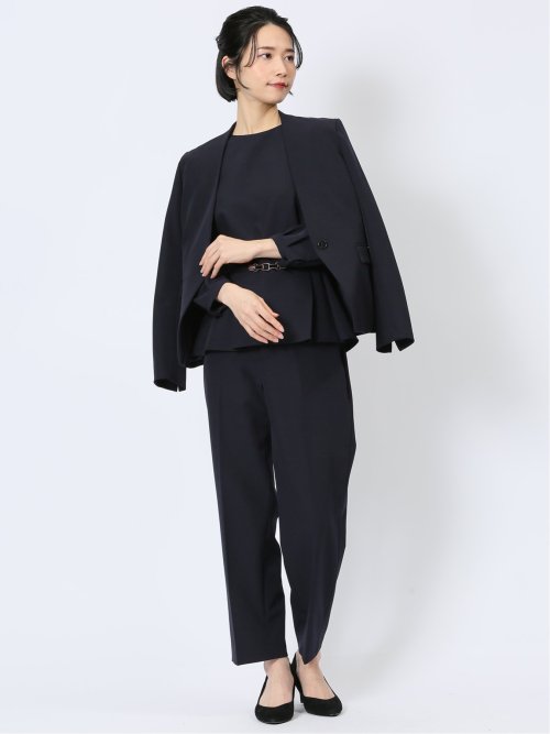 ダブルクロス ペプラム プルオーバーブラウス 紺(セットアップ可能)