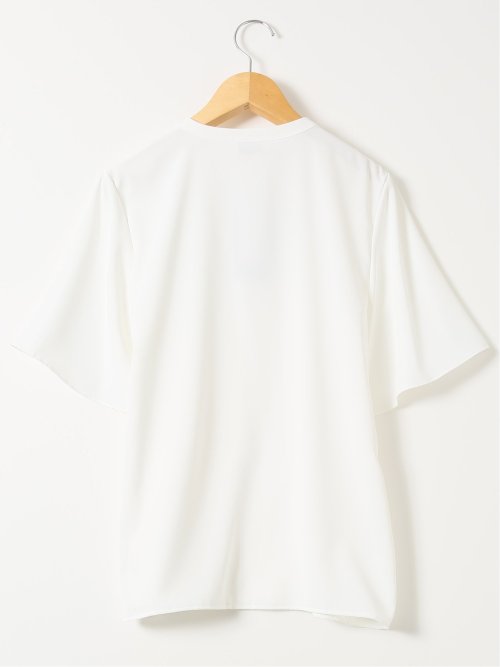 接触冷感 速乾 UV ストレッチ バンドカラー 半袖 比翼 ブラウス