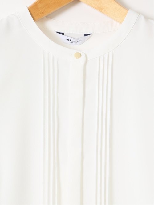 接触冷感 速乾 UV ストレッチ バンドカラー 半袖 比翼 ブラウス