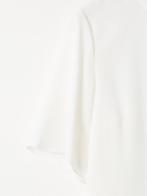 接触冷感 速乾 UV ストレッチ バンドカラー 半袖 比翼 ブラウス