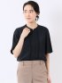 接触冷感 速乾 UV ストレッチ バンドカラー 半袖 比翼 ブラウス