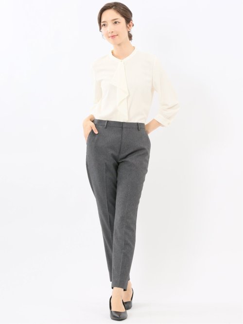 ラッフルフリル 8分袖プルオーバーブラウス