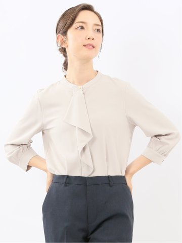 ラッフルフリル 8分袖プルオーバーブラウス