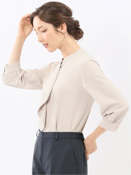 ラッフルフリル 8分袖プルオーバーブラウス