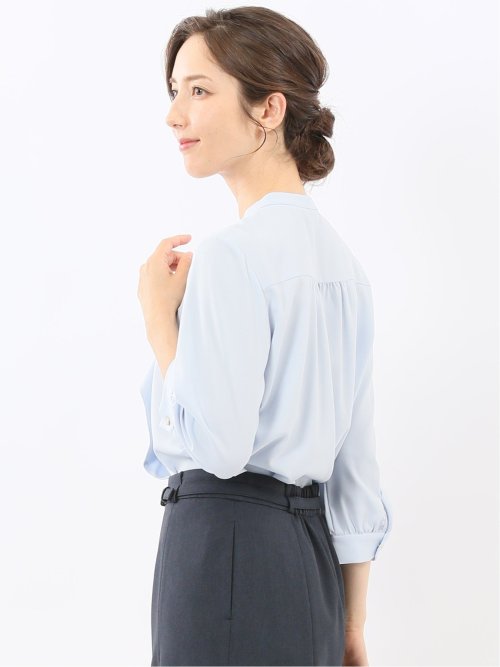 ラッフルフリル 8分袖プルオーバーブラウス