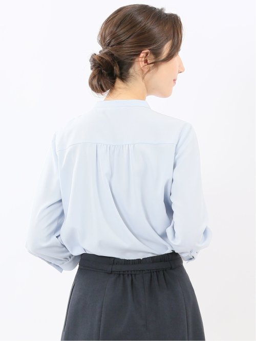 ラッフルフリル 8分袖プルオーバーブラウス