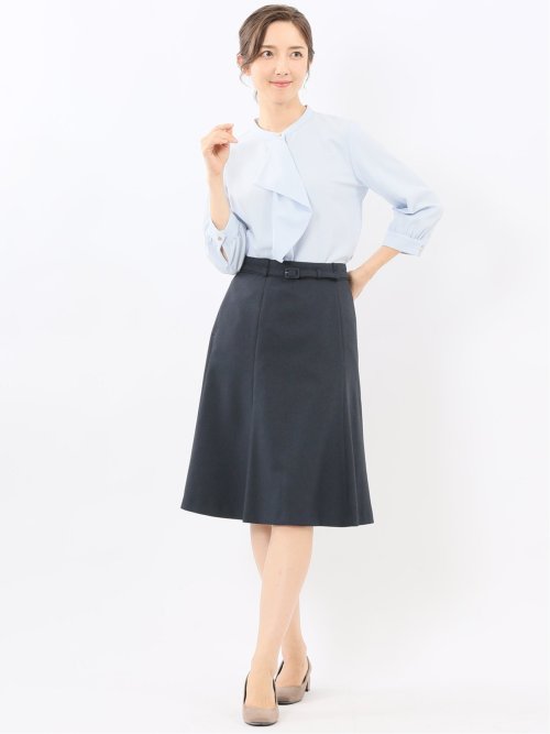 ラッフルフリル 8分袖プルオーバーブラウス