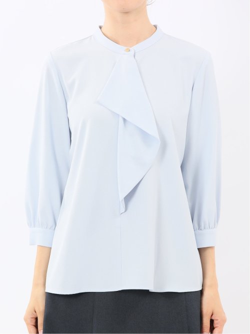 ラッフルフリル 8分袖プルオーバーブラウス