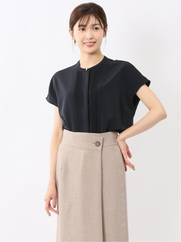 バンドカラータック ノースリ比翼ブラウス