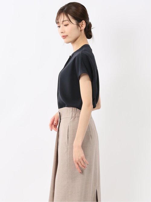 バンドカラータック ノースリ比翼ブラウス