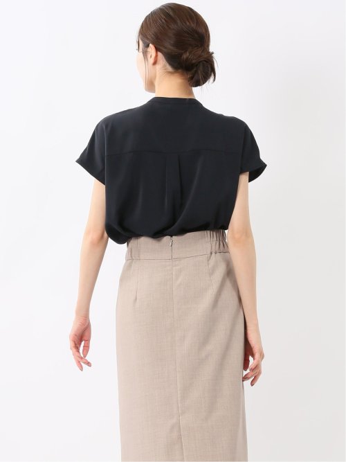 バンドカラータック ノースリ比翼ブラウス