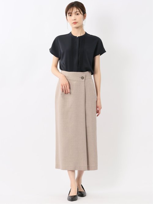 バンドカラータック ノースリ比翼ブラウス