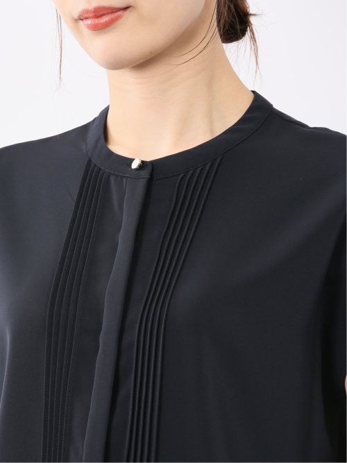 バンドカラータック ノースリ比翼ブラウス