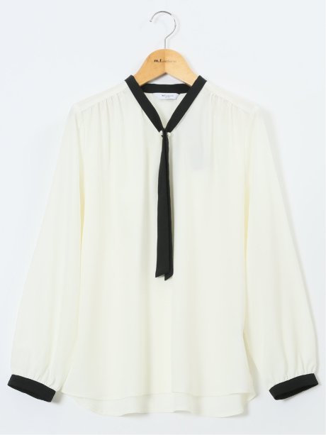 パールボウタイ 長袖プルオーバーブラウス