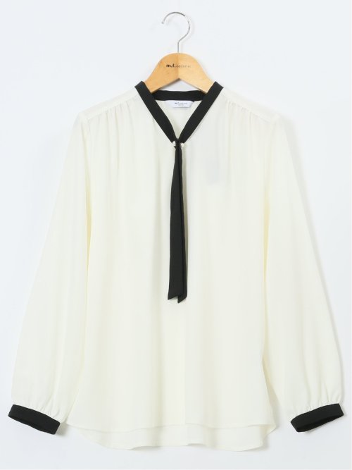 パールボウタイ 長袖プルオーバーブラウス