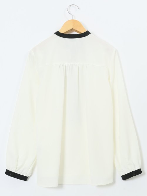 パールボウタイ 長袖プルオーバーブラウス