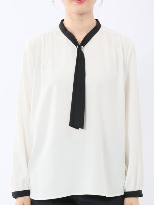 パールボウタイ 長袖プルオーバーブラウス