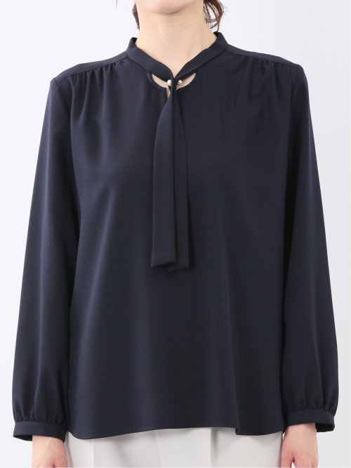 パールボウタイ 長袖プルオーバーブラウス