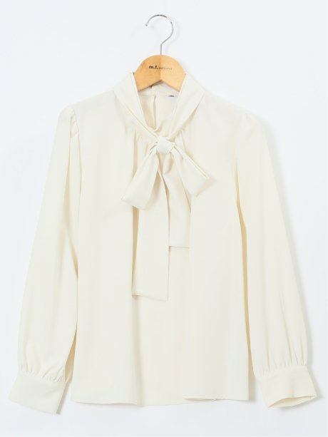 リボンタイ 長袖プルオーバーブラウス