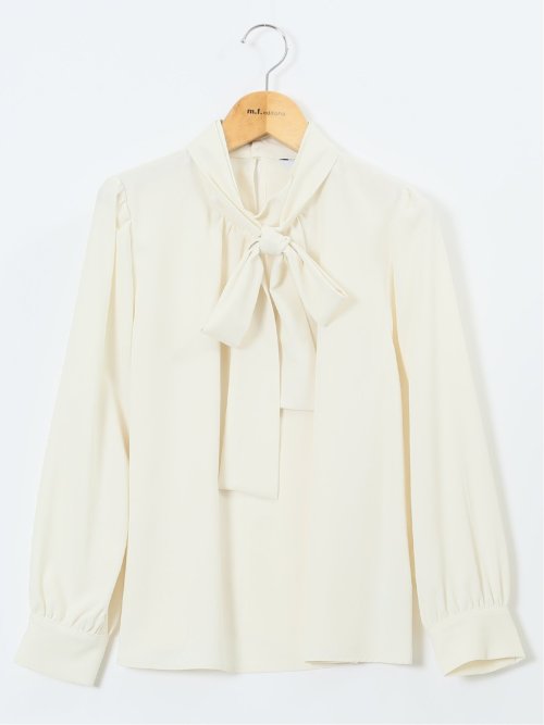 リボンタイ 長袖プルオーバーブラウス