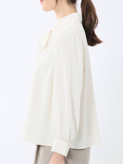 リボンタイ 長袖プルオーバーブラウス