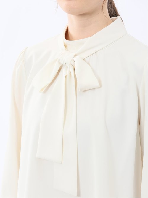 リボンタイ 長袖プルオーバーブラウス