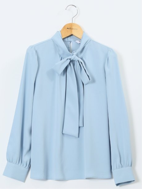 リボンタイ 長袖プルオーバーブラウス