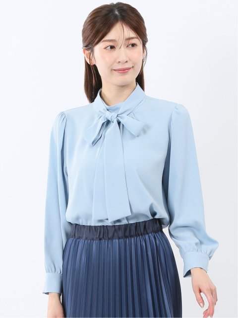 リボンタイ 長袖プルオーバーブラウス