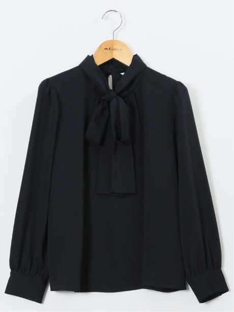 リボンタイ 長袖プルオーバーブラウス