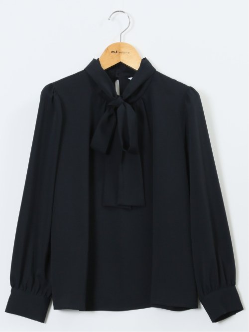 リボンタイ 長袖プルオーバーブラウス