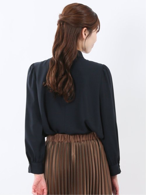 リボンタイ 長袖プルオーバーブラウス