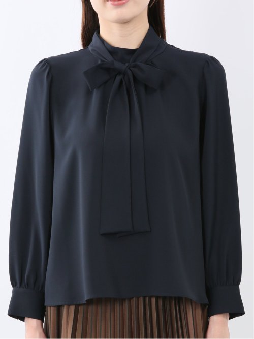 リボンタイ 長袖プルオーバーブラウス